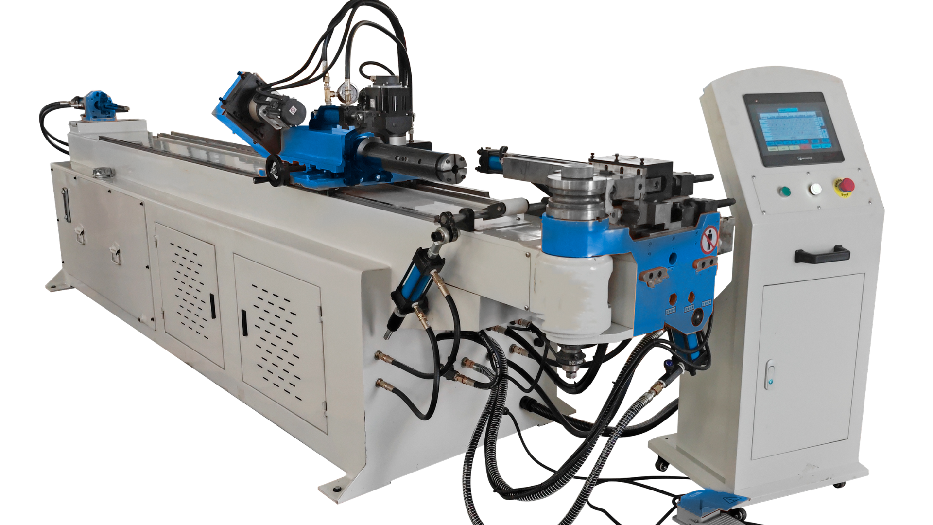 Linha Precisão CNC Automática AGA — curvadora com mandril GA-xA em operação